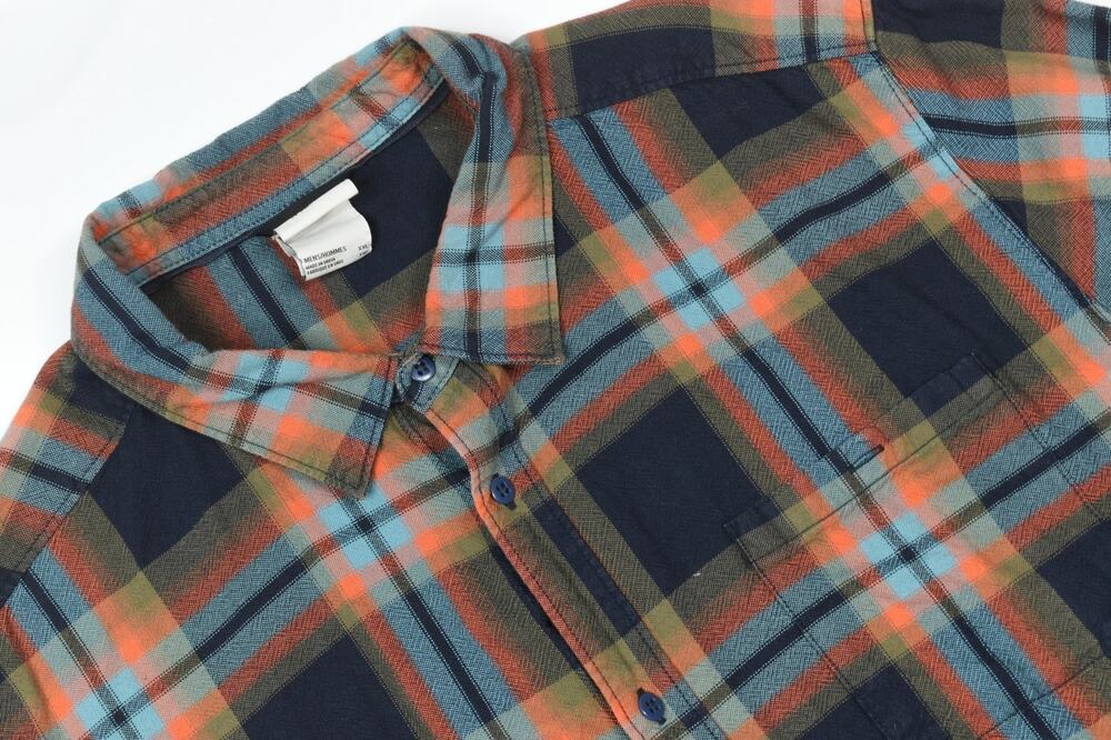 The North Face Hayden Pass Shirt Mens 2XL Blue Orange Plaid Long Sleeve Cotton